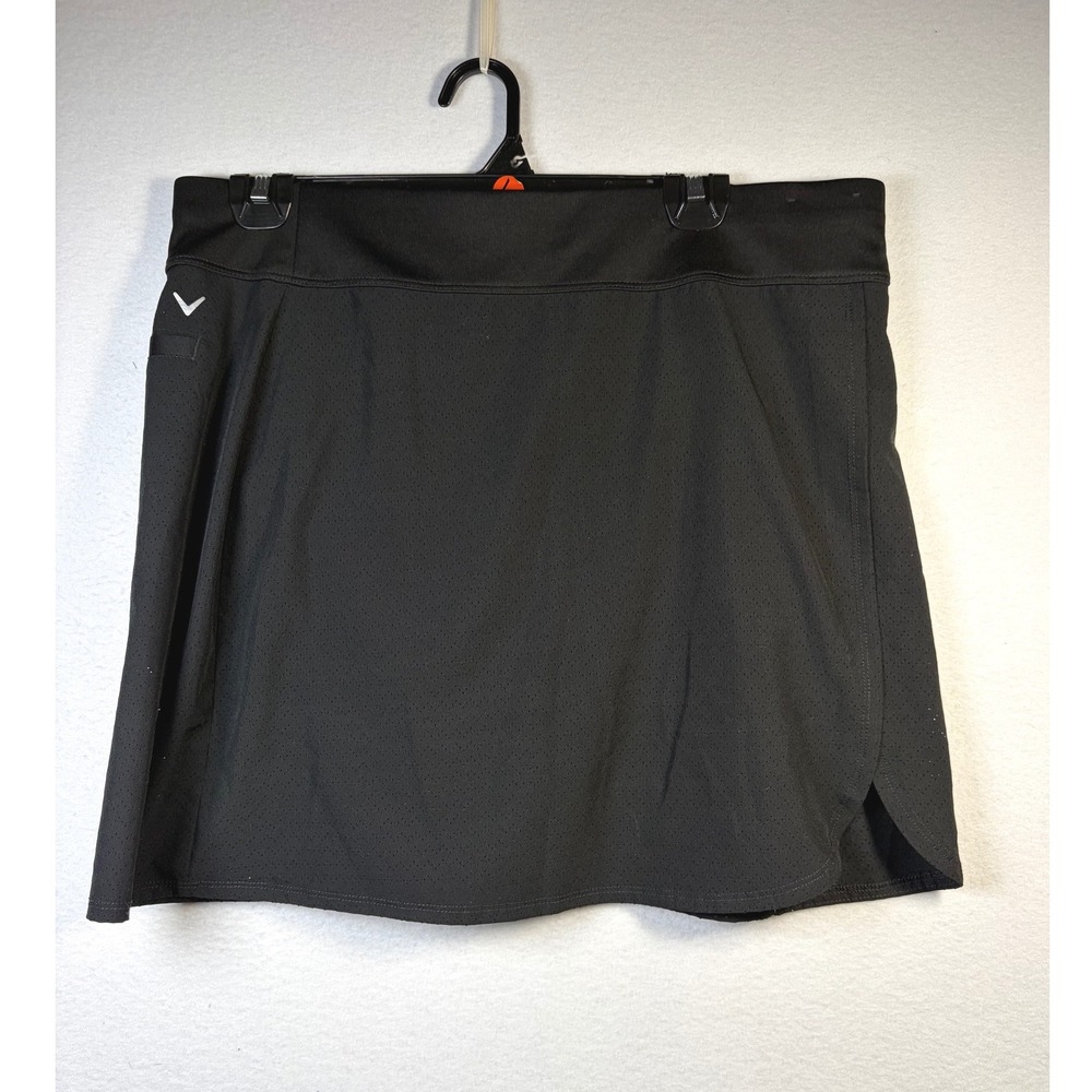 Callaway Skort Women Large Black Excellent Perforated Golf Tennis Athletic Wrap